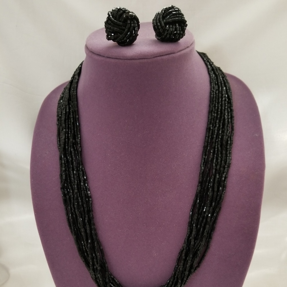 B8,711 Twisted Bead Necklace Earrings Set BOGO 1/2